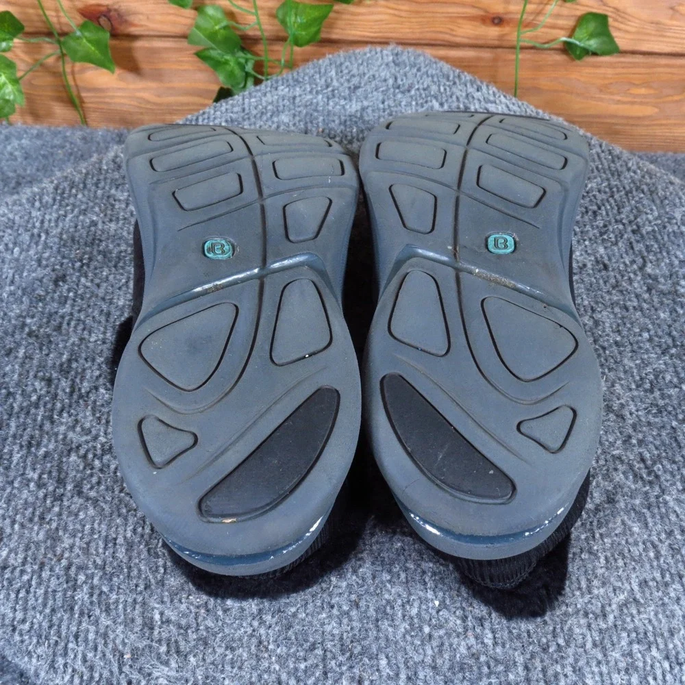 Bzees Lovable Women Slip On Shoes 8.5M Walking Comfort Black Faux Fur Trim